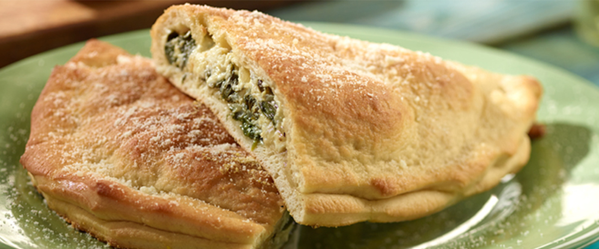 Spinach, Onion and Three Cheeze Calzone