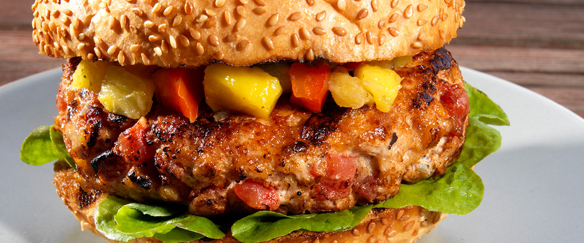 Red Gold Caribbean Chicken Burger