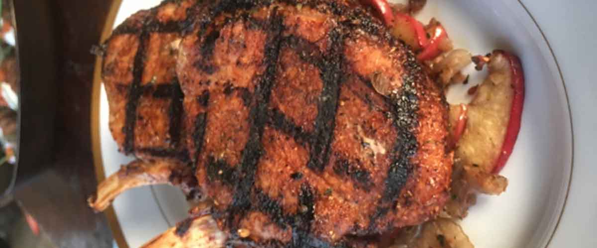 Ancho Chili Pork Chops on the Big Green Egg