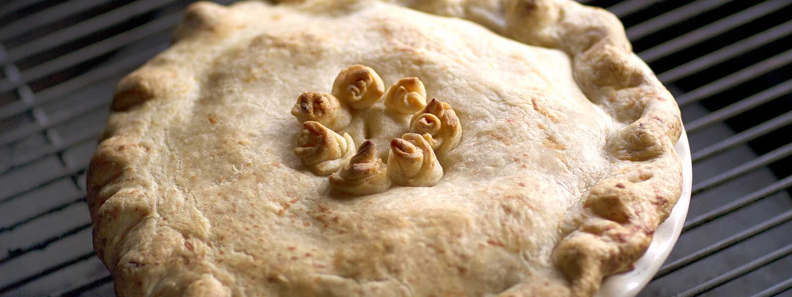 Chicken Pot Pie baked to perfection on the Big Green Egg