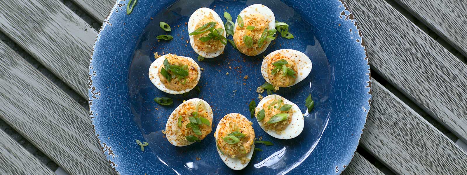 Deviled Eggs prepared on the Big Green Egg