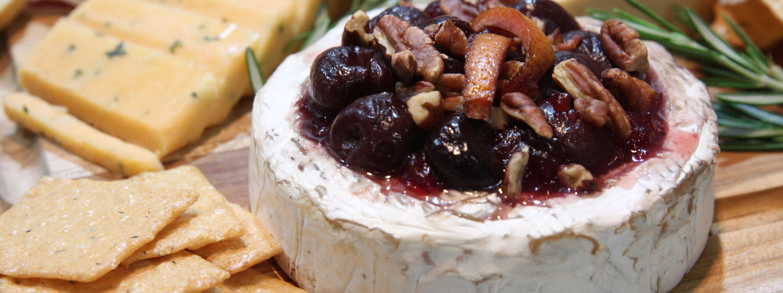 Bourbon Cherries on Cheese Board