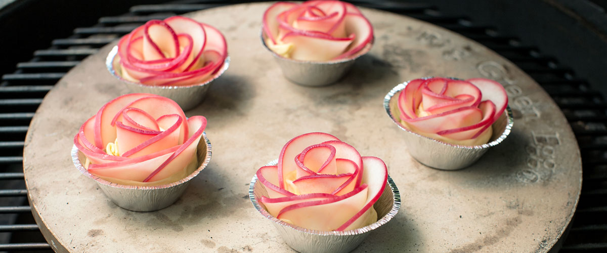 Big Green Egg Baked Apple Roses