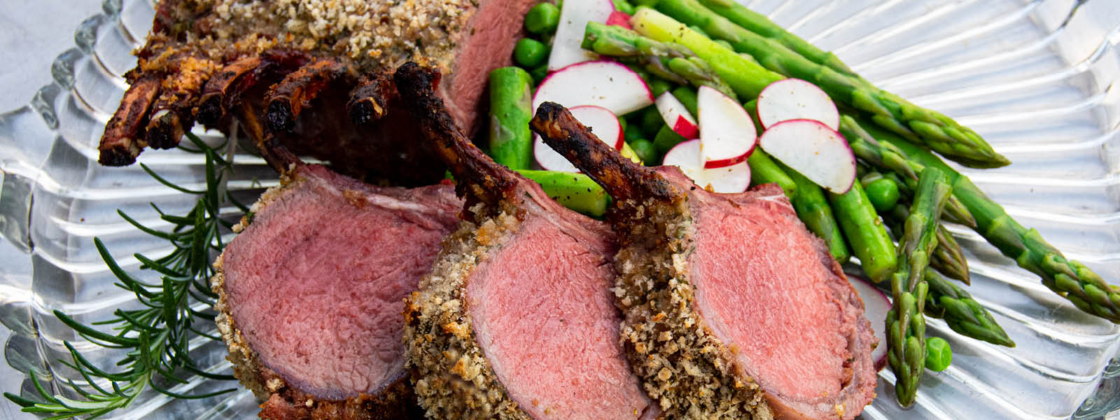 Mustard Crusted Rack of Lamb with Spring Veggies