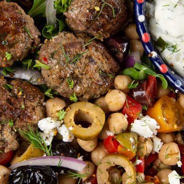 Mediterranean Salad Plate with Lamb Meatballs