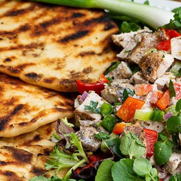 Smoked Curried Chicken Salad with Grilled Naan Bread