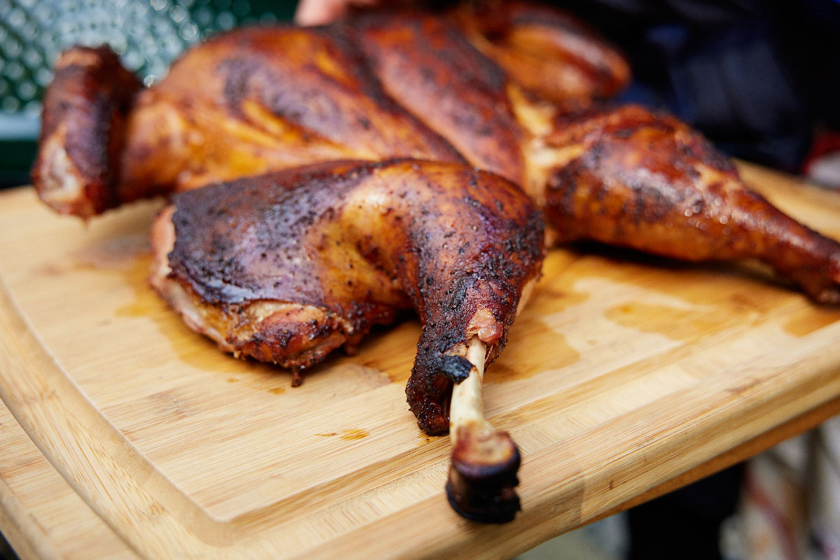 Spatchcock Turkey on Big Green Egg