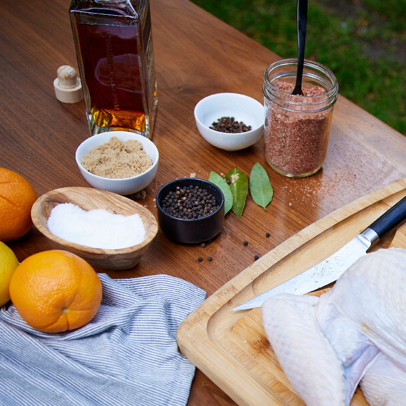 Prepping a turkey with spices