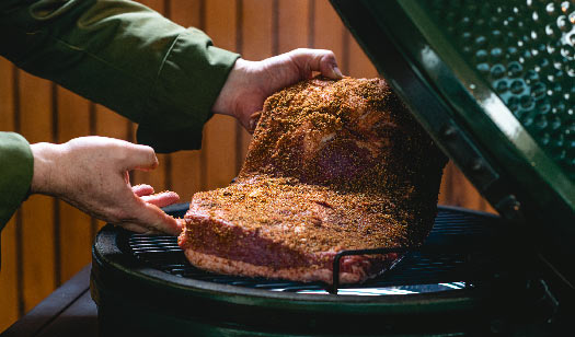 Brisket seasoned on EGG