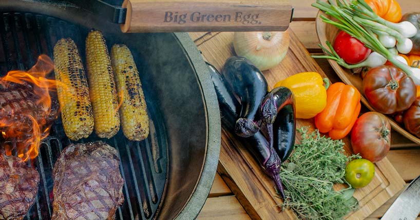 grilled steak and veggies at the farm