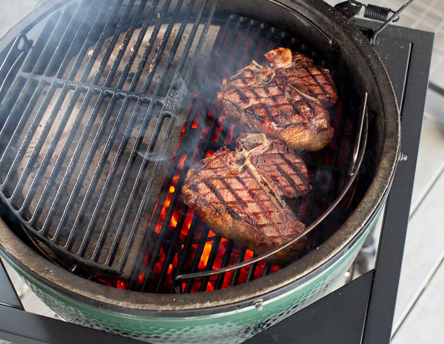 T-bone beef steak on EGG