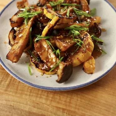 Miso Maple Squash with King Oyster Mushrooms